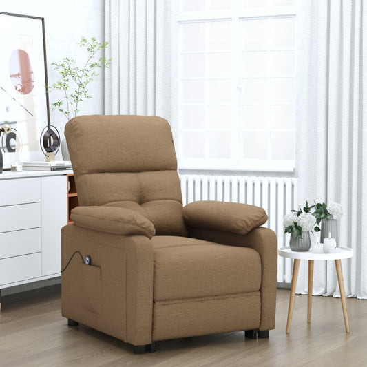 Elektrické Polohovací Křeslo Hnědé Textil