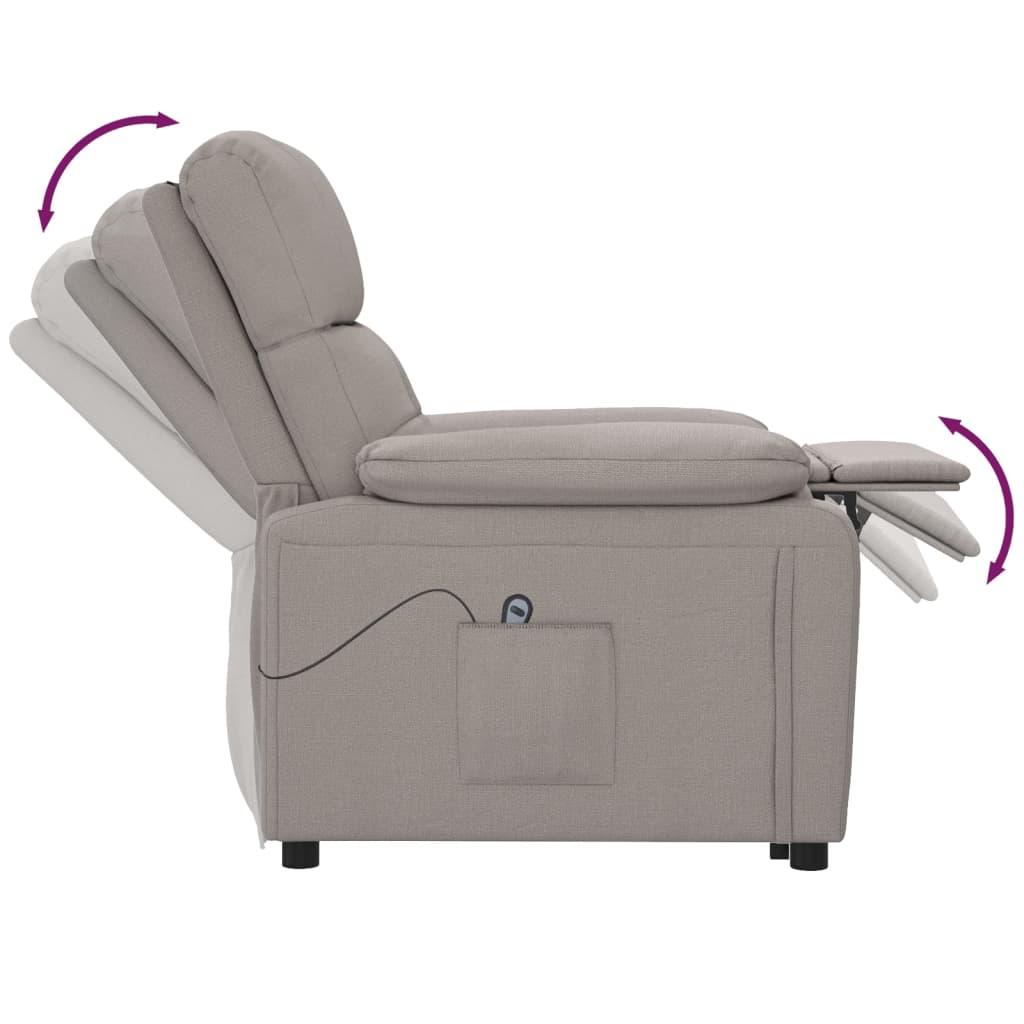 Elektrické Polohovací Křeslo Taupe Textil