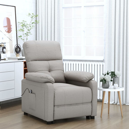 Elektrické Polohovací Křeslo Taupe Textil