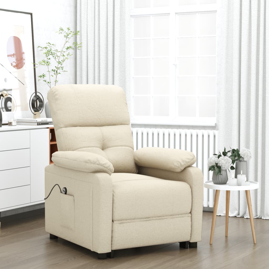 Elektrické Polohovací Křeslo Hnědé Textil