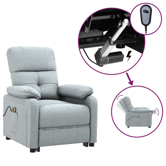 Elektrické Masážní Křeslo Světle Šedé Textil