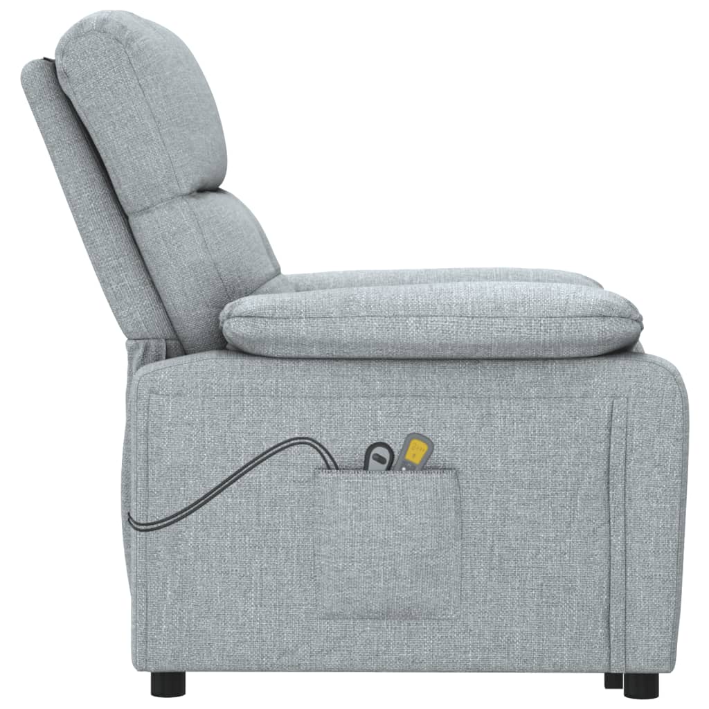 Elektrické Masážní Křeslo Světle Šedé Textil