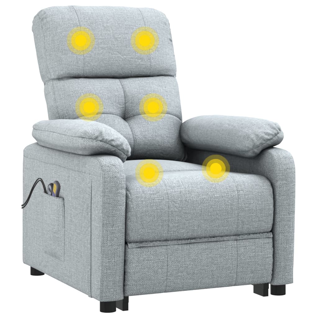 Elektrické Masážní Křeslo Světle Šedé Textil