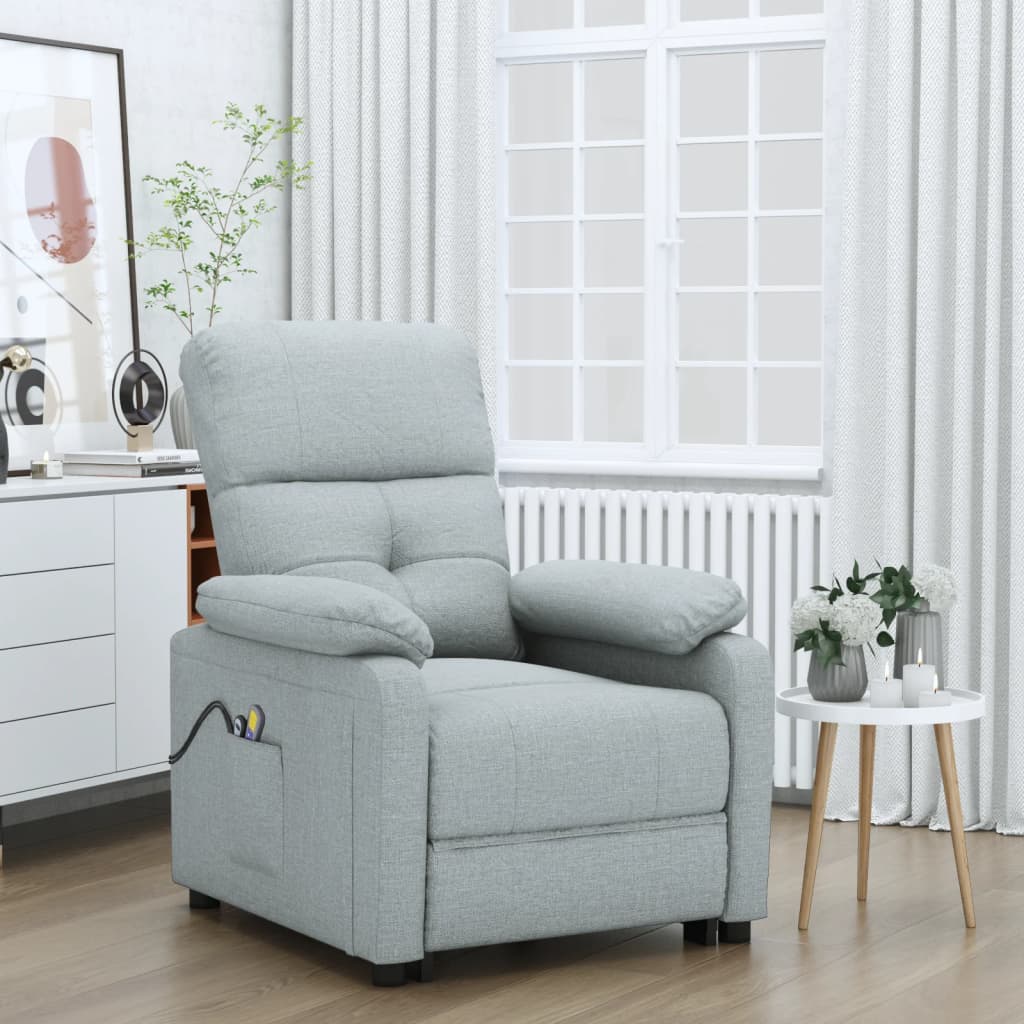Elektrické Masážní Křeslo Světle Šedé Textil