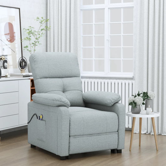 Elektrické Masážní Křeslo Světle Šedé Textil