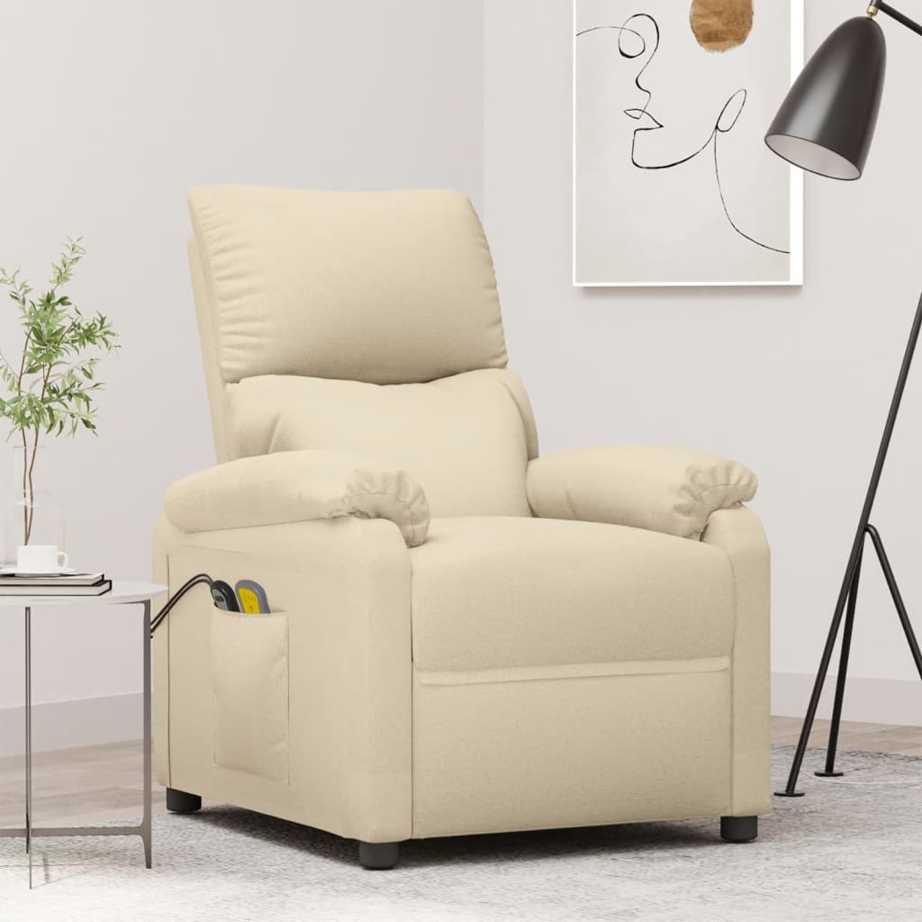 Elektrické Masážní Křeslo Krémové Textil