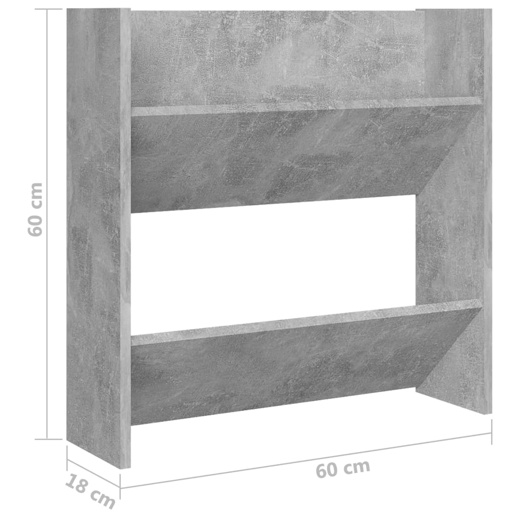 Nástěnný Botník Betonově Šedý Dřevotříska Betonová Šedá