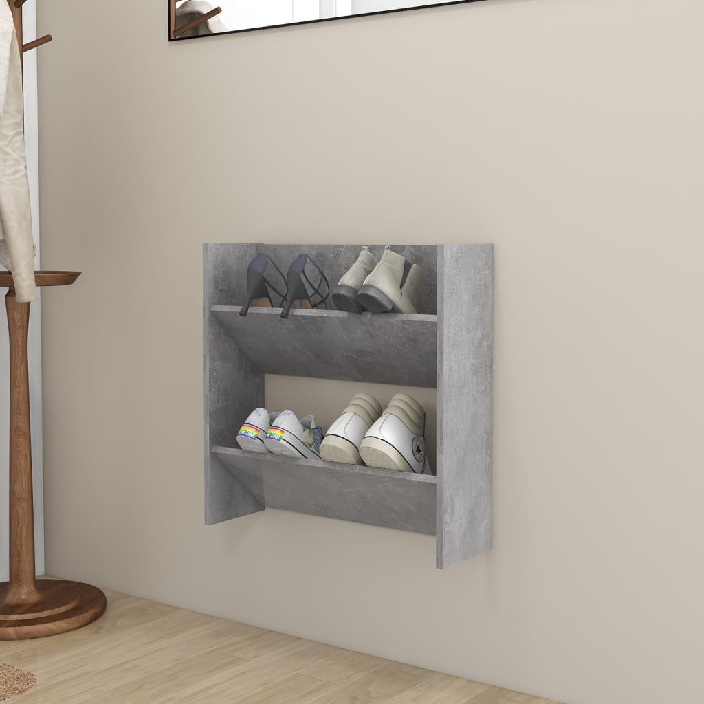 Nástěnný Botník Betonově Šedý Dřevotříska Betonová Šedá