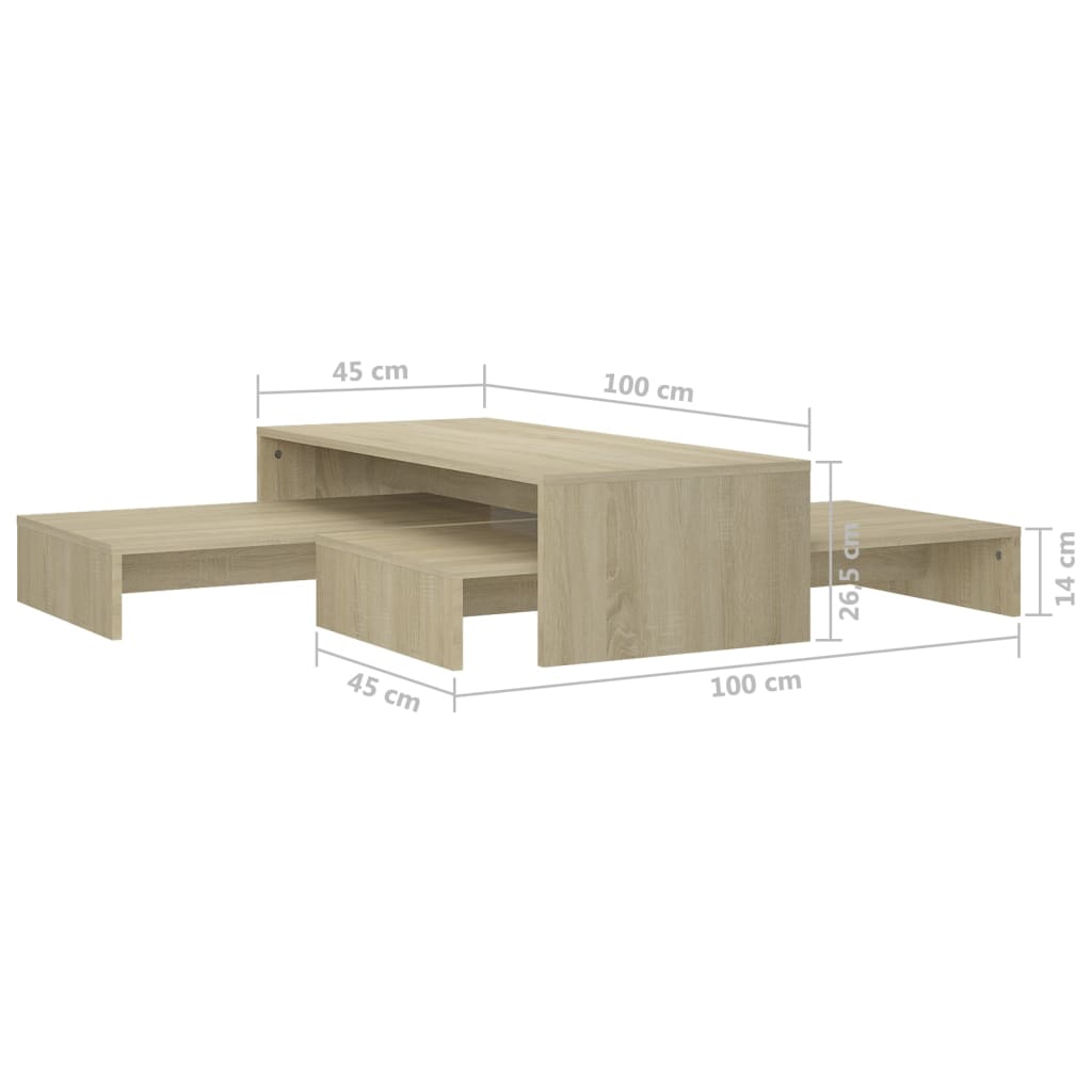 Sada Konferenčních Stolků Dub Sonoma 100X100X26,5 Cm Kompozit