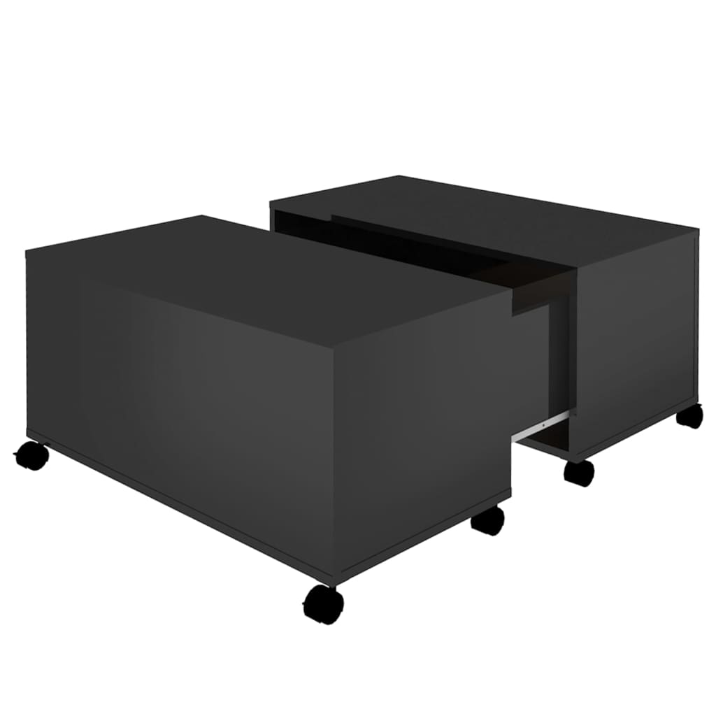 Konferenční Stolek Černý Vysoký Lesk 75X75X38 Cm Dřevotříska