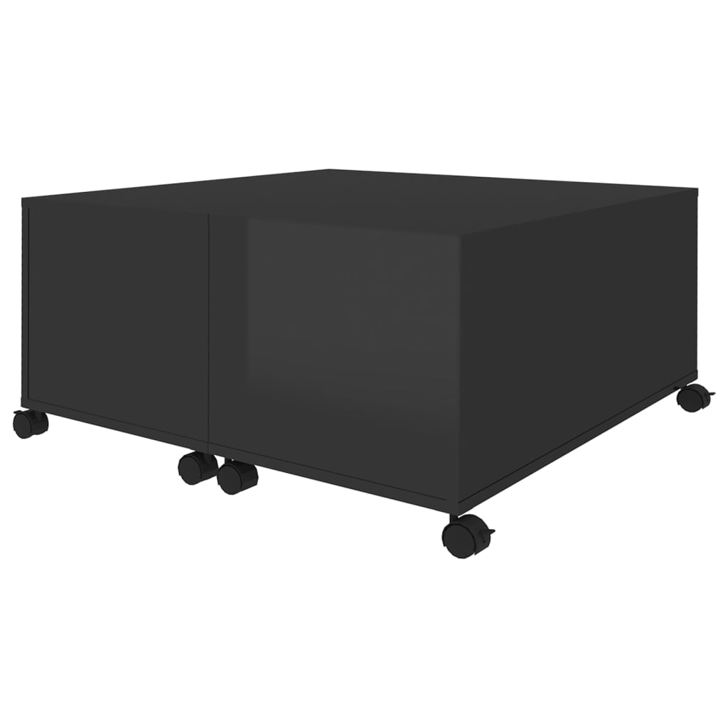 Konferenční Stolek Černý Vysoký Lesk 75X75X38 Cm Dřevotříska