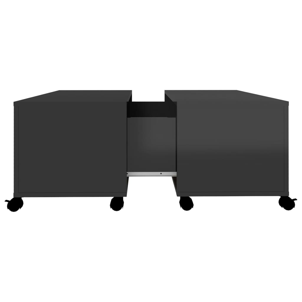 Konferenční Stolek Černý Vysoký Lesk 75X75X38 Cm Dřevotříska