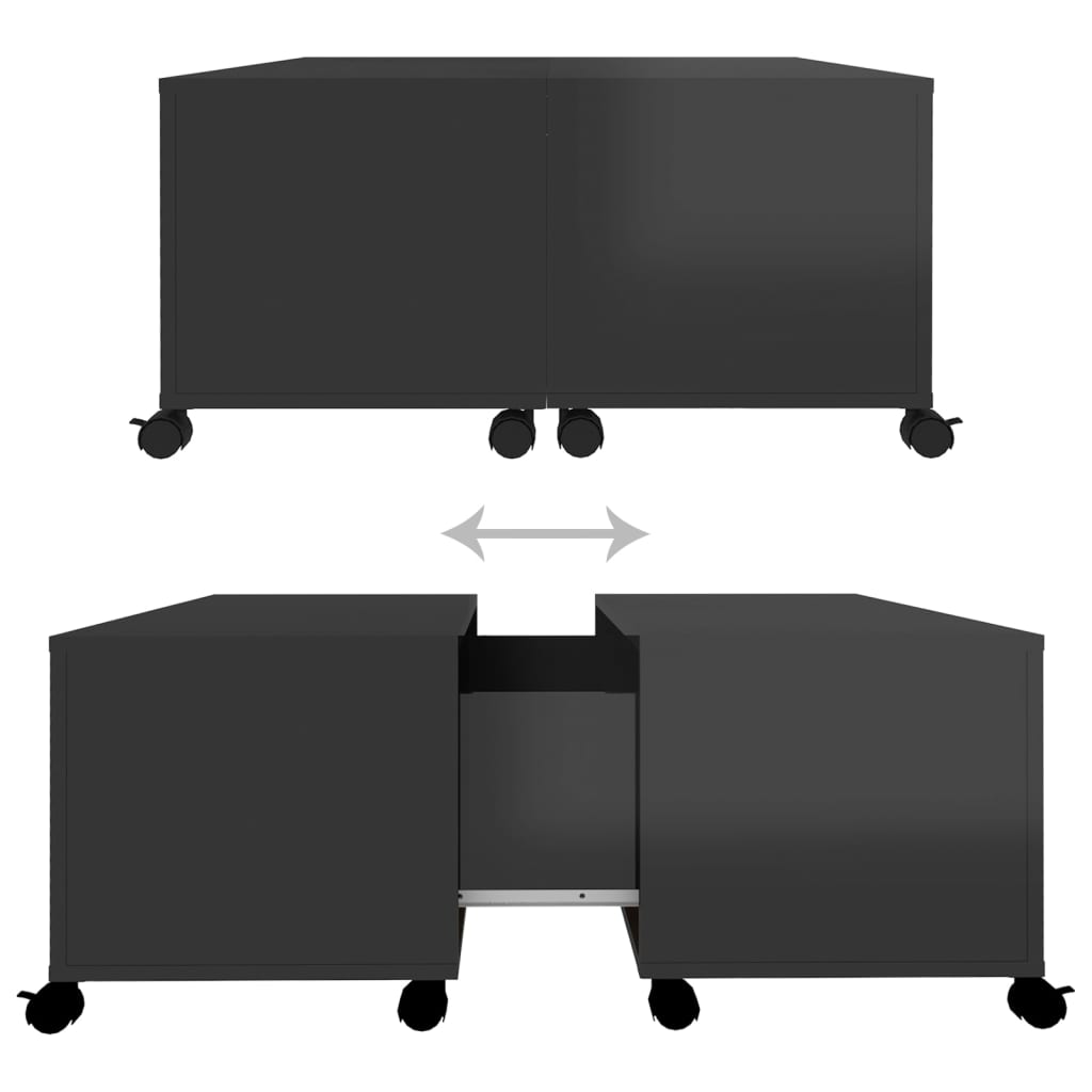 Konferenční Stolek Černý Vysoký Lesk 75X75X38 Cm Dřevotříska