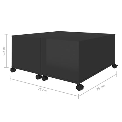 Konferenční Stolek Černý Vysoký Lesk 75X75X38 Cm Dřevotříska