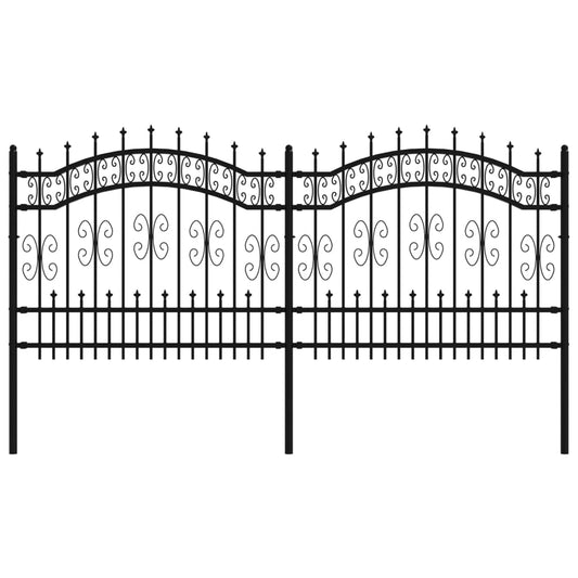 Zahradní Plot S Hroty Černý 140 Cm Práškově Lakovaná Ocel