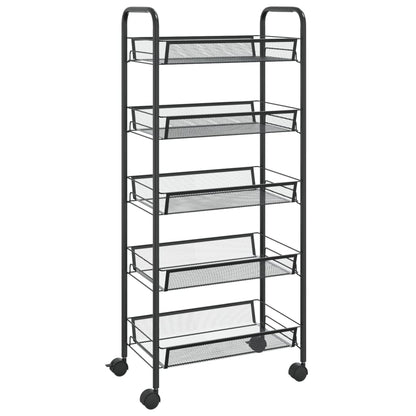 Kuchyňský Vozík S 5 Patry Černý Železo