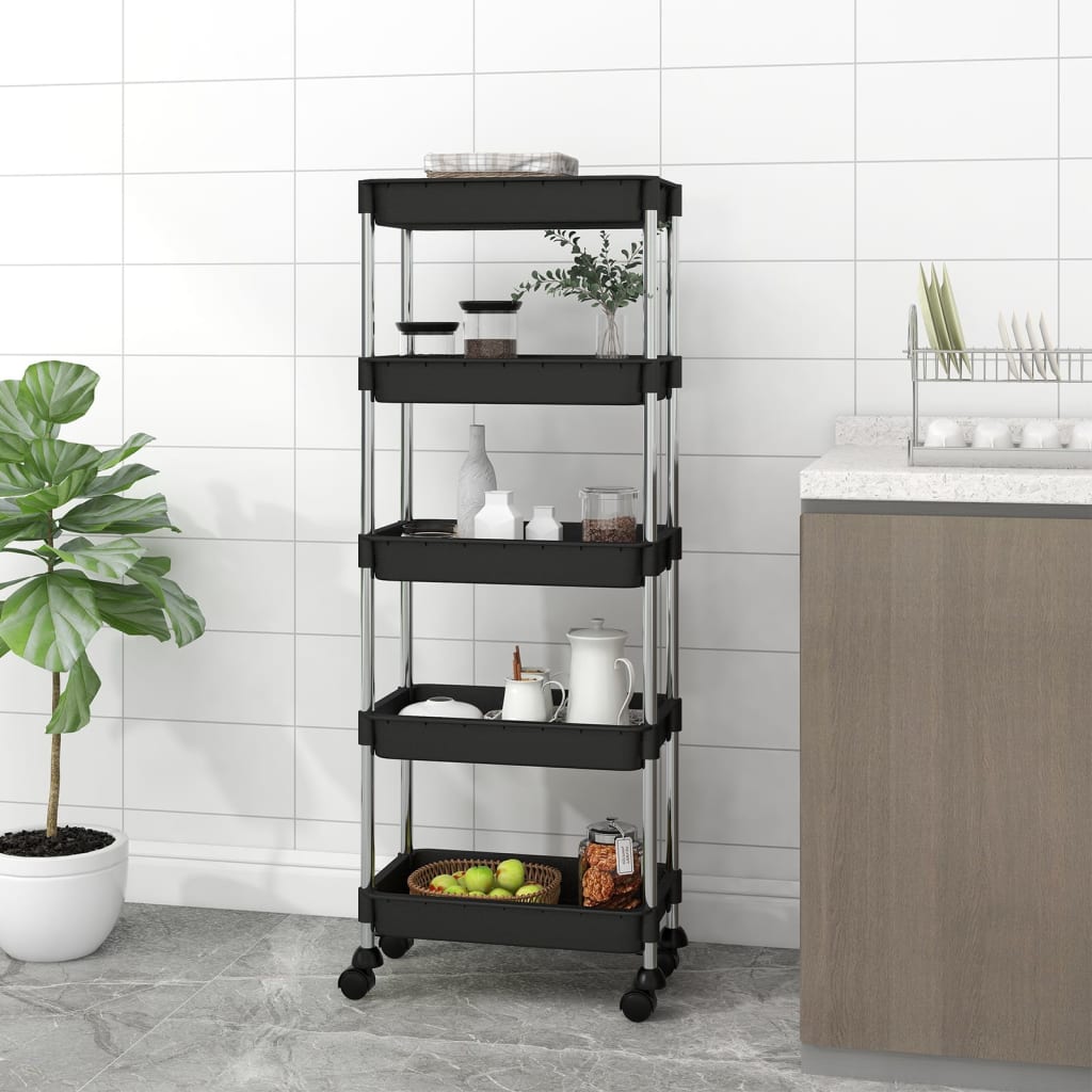 Kuchyňský Vozík S 5 Patry Bílý 42X29X128 Cm Železo A Abs