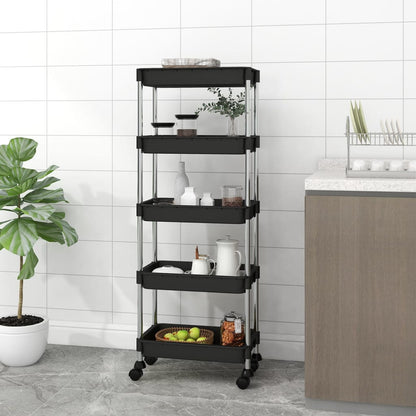 Kuchyňský Vozík S 5 Patry Bílý 42X29X128 Cm Železo A Abs