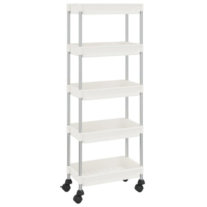 Kuchyňský Vozík S 5 Patry Bílý 42X29X128 Cm Železo A Abs