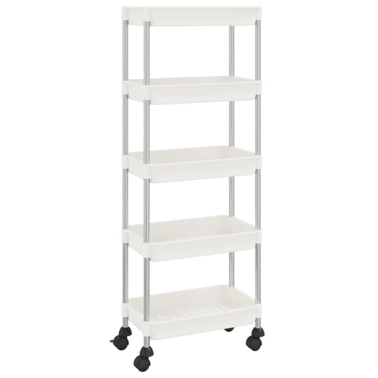 Kuchyňský Vozík S 5 Patry Bílý 42X29X128 Cm Železo A Abs