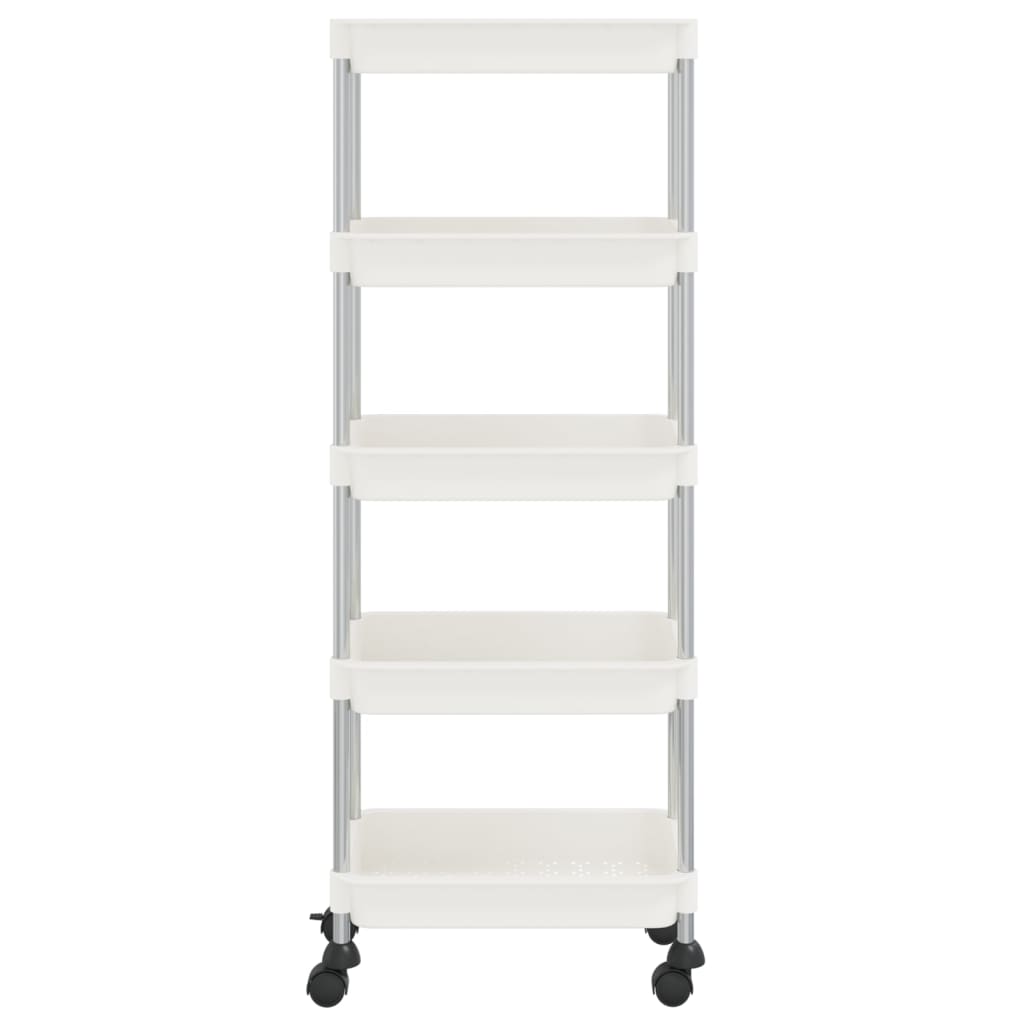 Kuchyňský Vozík S 5 Patry Bílý 42X29X128 Cm Železo A Abs