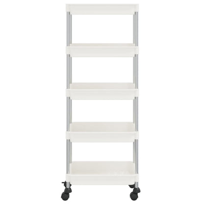 Kuchyňský Vozík S 5 Patry Bílý 42X29X128 Cm Železo A Abs