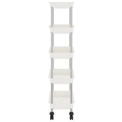 Kuchyňský Vozík S 5 Patry Bílý 42X29X128 Cm Železo A Abs