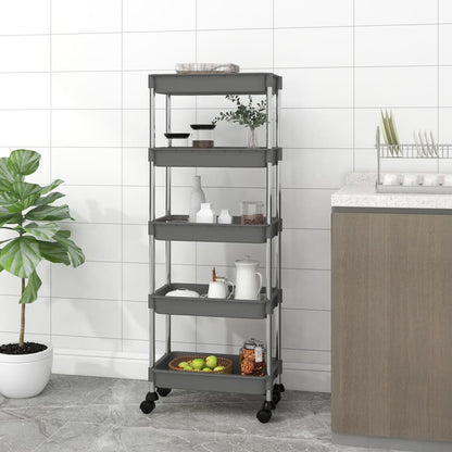 Kuchyňský Vozík S 5 Patry Bílý 42X29X128 Cm Železo A Abs