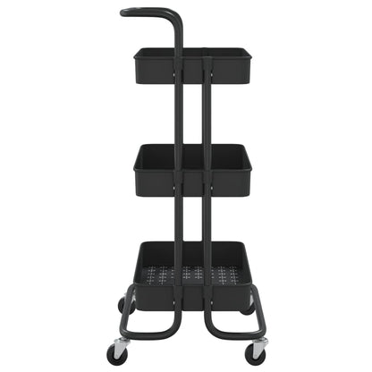 Kuchyňský Vozík Se 3 Patry Černý 42X35X85 Cm Železo A Abs