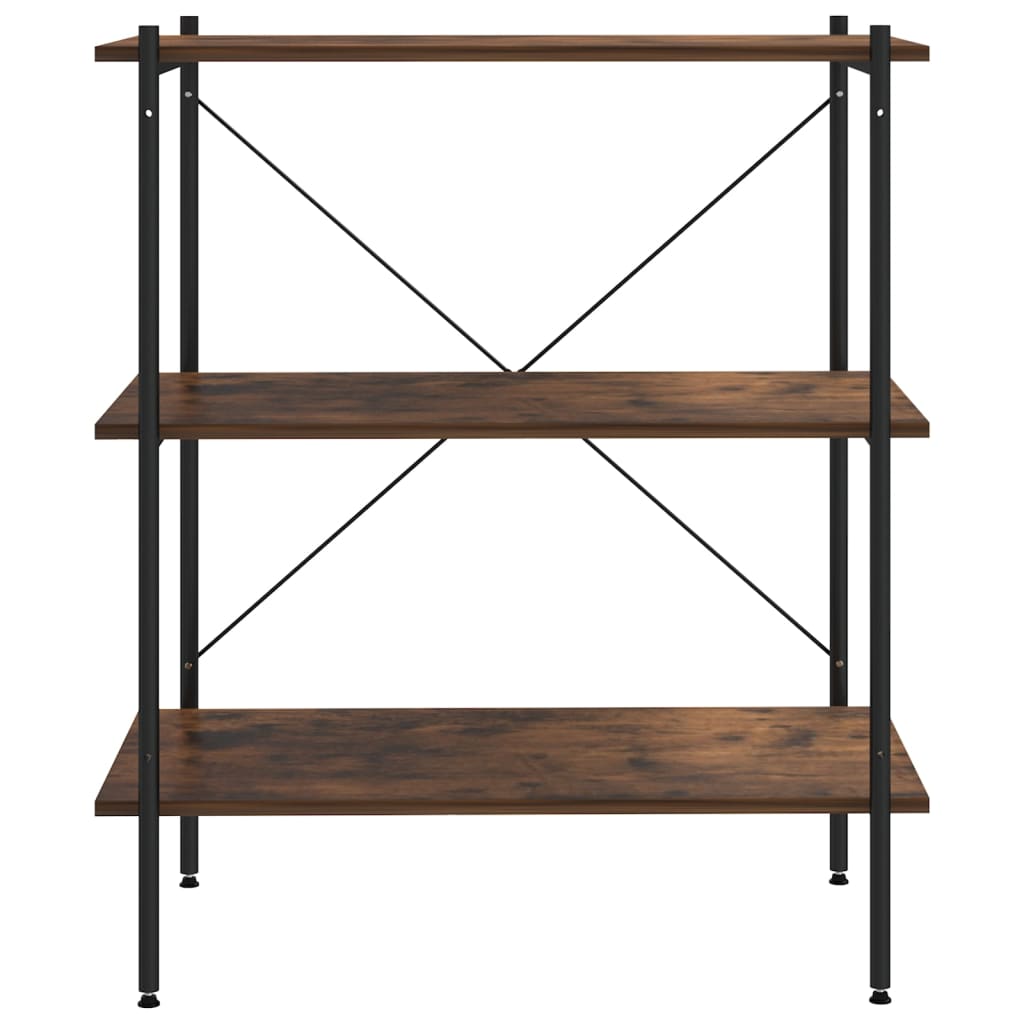 Policový Regál Se 3 Policemi Černý A Přírodní 80 X 40 X 92 Cm