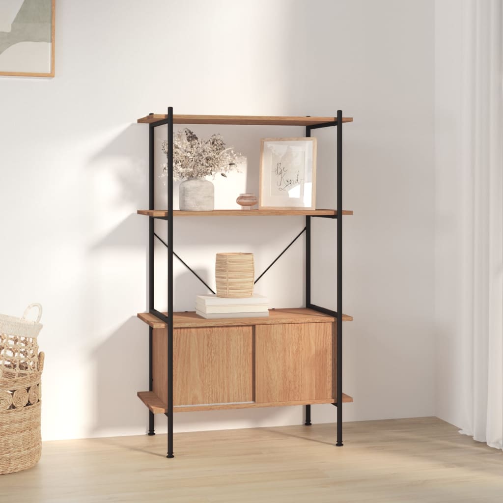 3Patrový Policový Regál Se Skříňkou 80X40X Ocel A Kompozit
