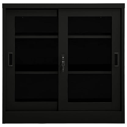 Skříň S Posuvnými Dveřmi Černá 90 X 40 X 90 Cm Ocel