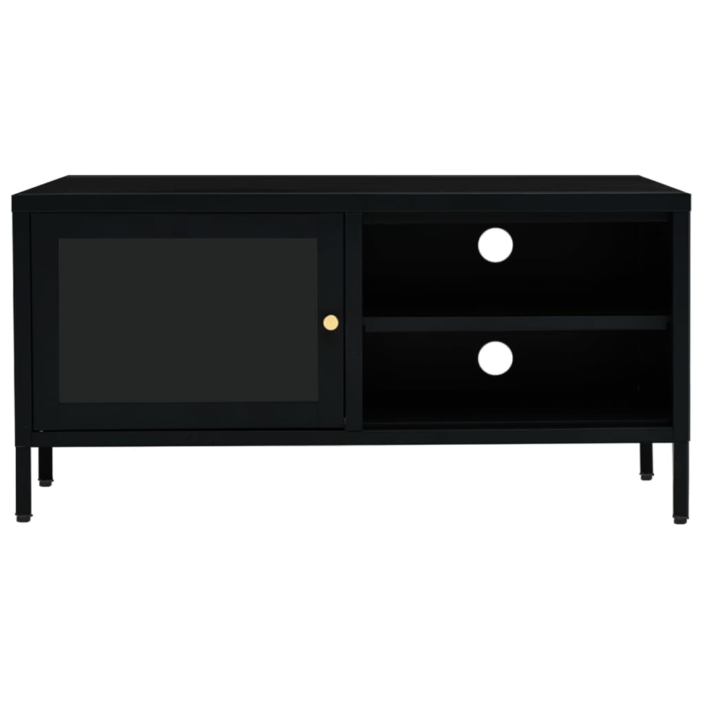 Tv Stolek Černý 90 X 30 X 44 Cm Ocel A Sklo