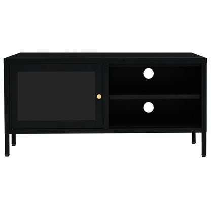 Tv Stolek Černý 90 X 30 X 44 Cm Ocel A Sklo