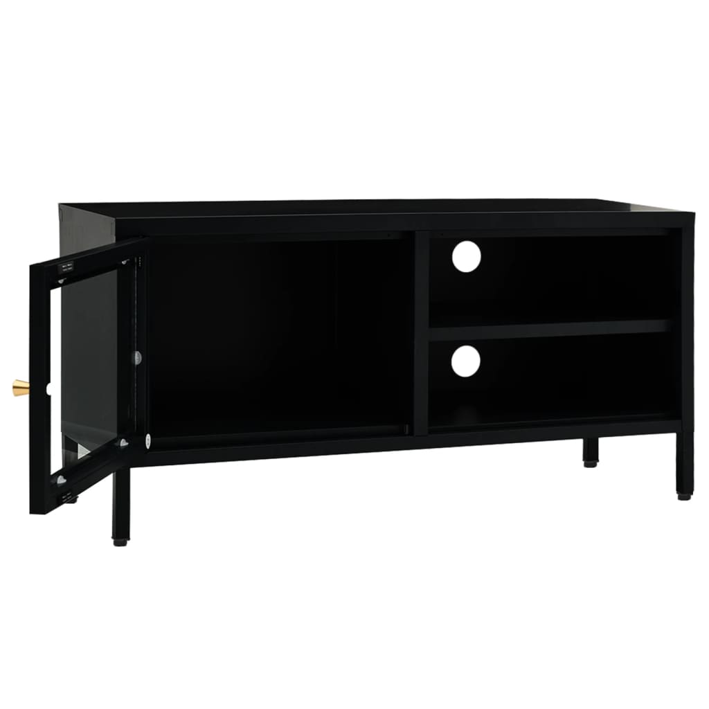 Tv Stolek Černý 90 X 30 X 44 Cm Ocel A Sklo