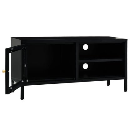Tv Stolek Černý 90 X 30 X 44 Cm Ocel A Sklo