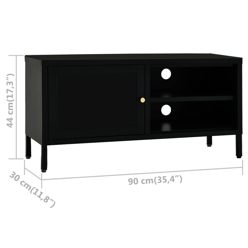 Tv Stolek Černý 90 X 30 X 44 Cm Ocel A Sklo