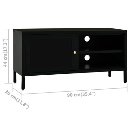 Tv Stolek Černý 90 X 30 X 44 Cm Ocel A Sklo