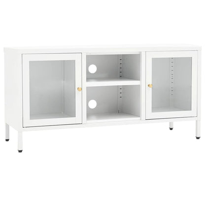 Tv Stolek Bílý 105 X 35 X 52 Cm Ocel A Sklo