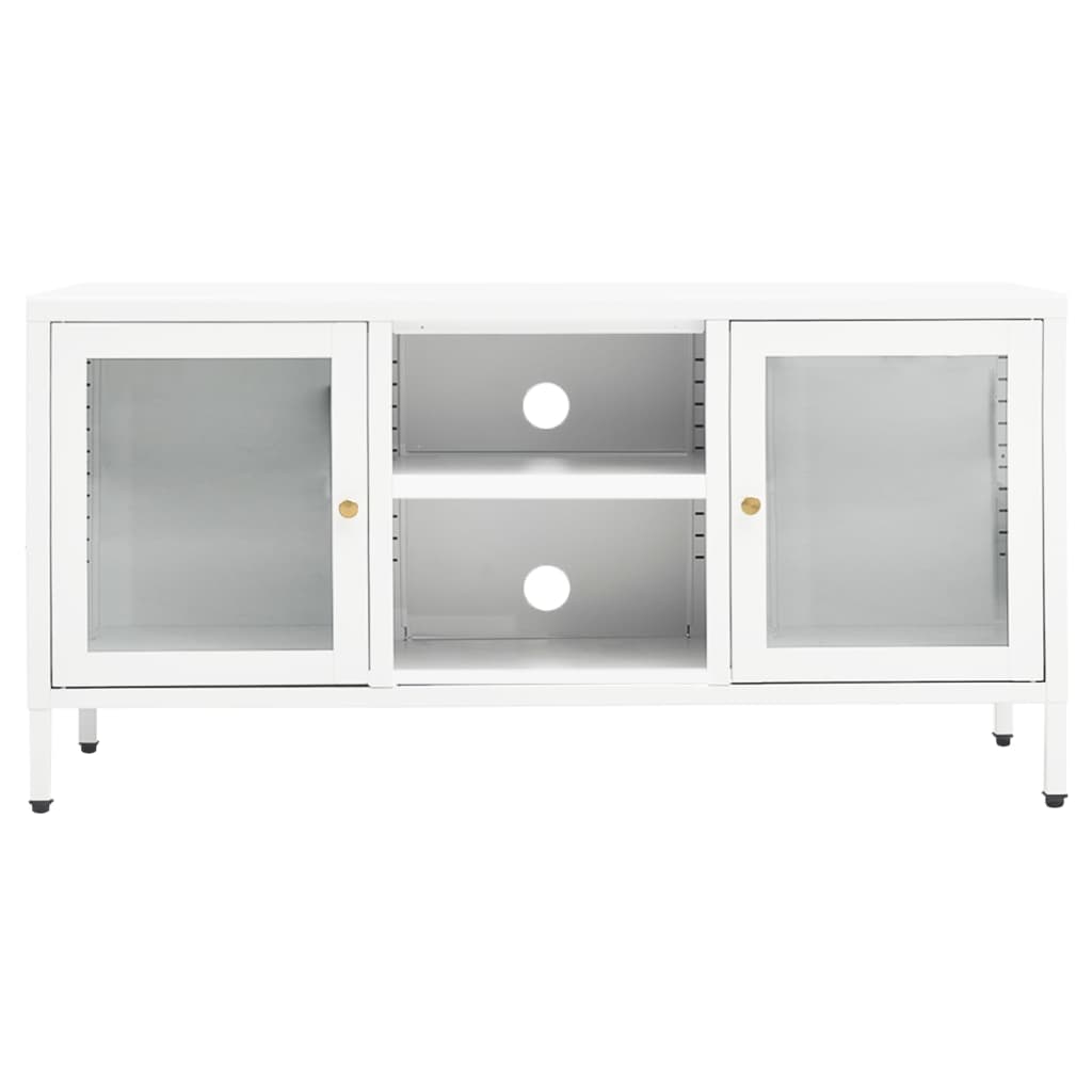 Tv Stolek Bílý 105 X 35 X 52 Cm Ocel A Sklo