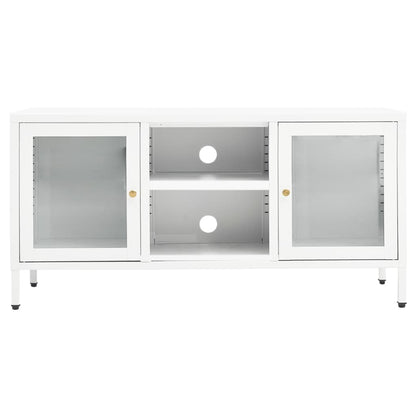 Tv Stolek Bílý 105 X 35 X 52 Cm Ocel A Sklo