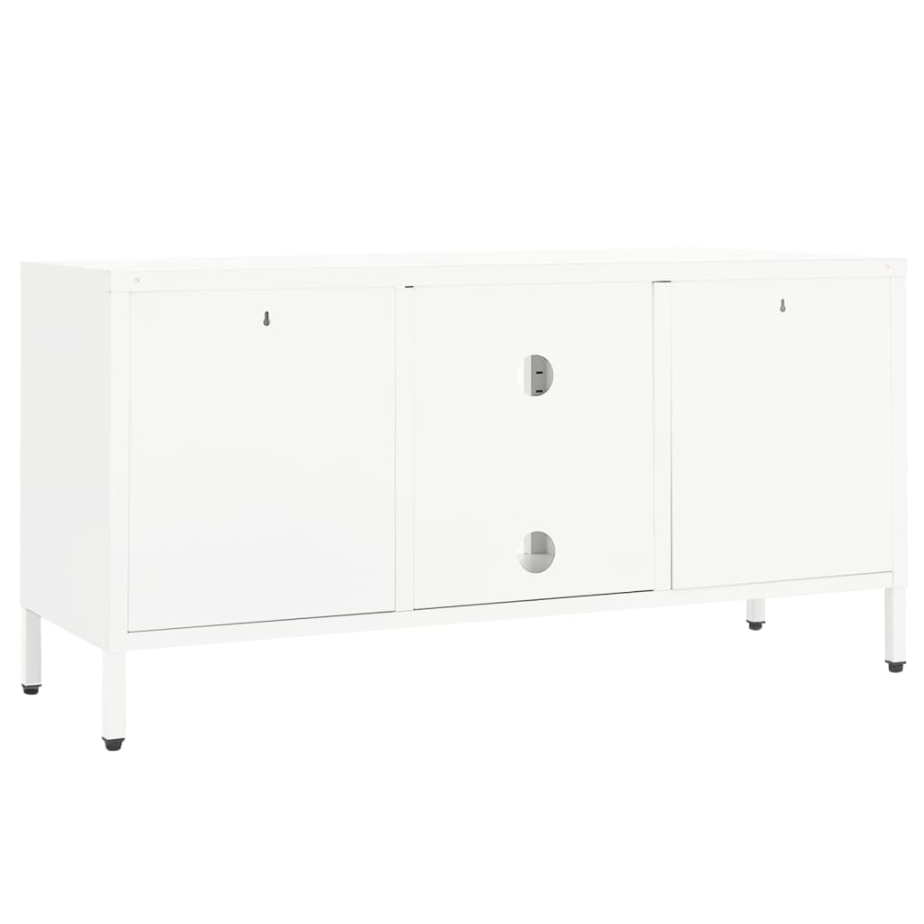 Tv Stolek Bílý 105 X 35 X 52 Cm Ocel A Sklo