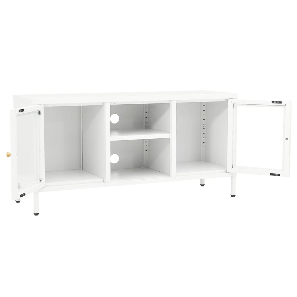 Tv Stolek Bílý 105 X 35 X 52 Cm Ocel A Sklo