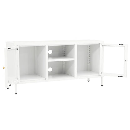 Tv Stolek Bílý 105 X 35 X 52 Cm Ocel A Sklo