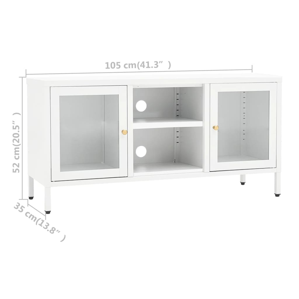 Tv Stolek Bílý 105 X 35 X 52 Cm Ocel A Sklo