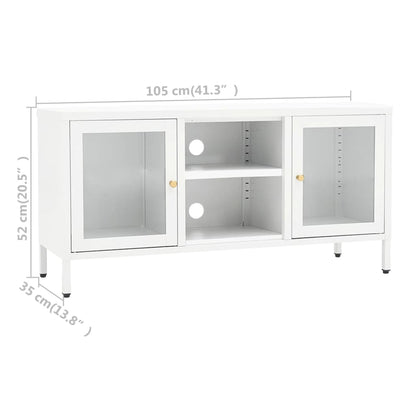 Tv Stolek Bílý 105 X 35 X 52 Cm Ocel A Sklo