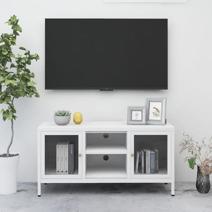 Tv Stolek Bílý 105 X 35 X 52 Cm Ocel A Sklo
