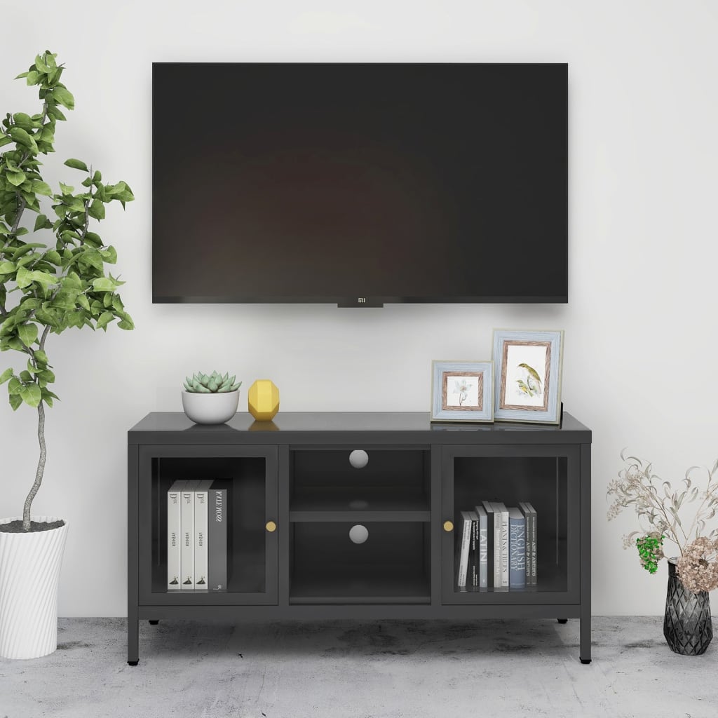 Tv Stolek Bílý 105 X 35 X 52 Cm Ocel A Sklo