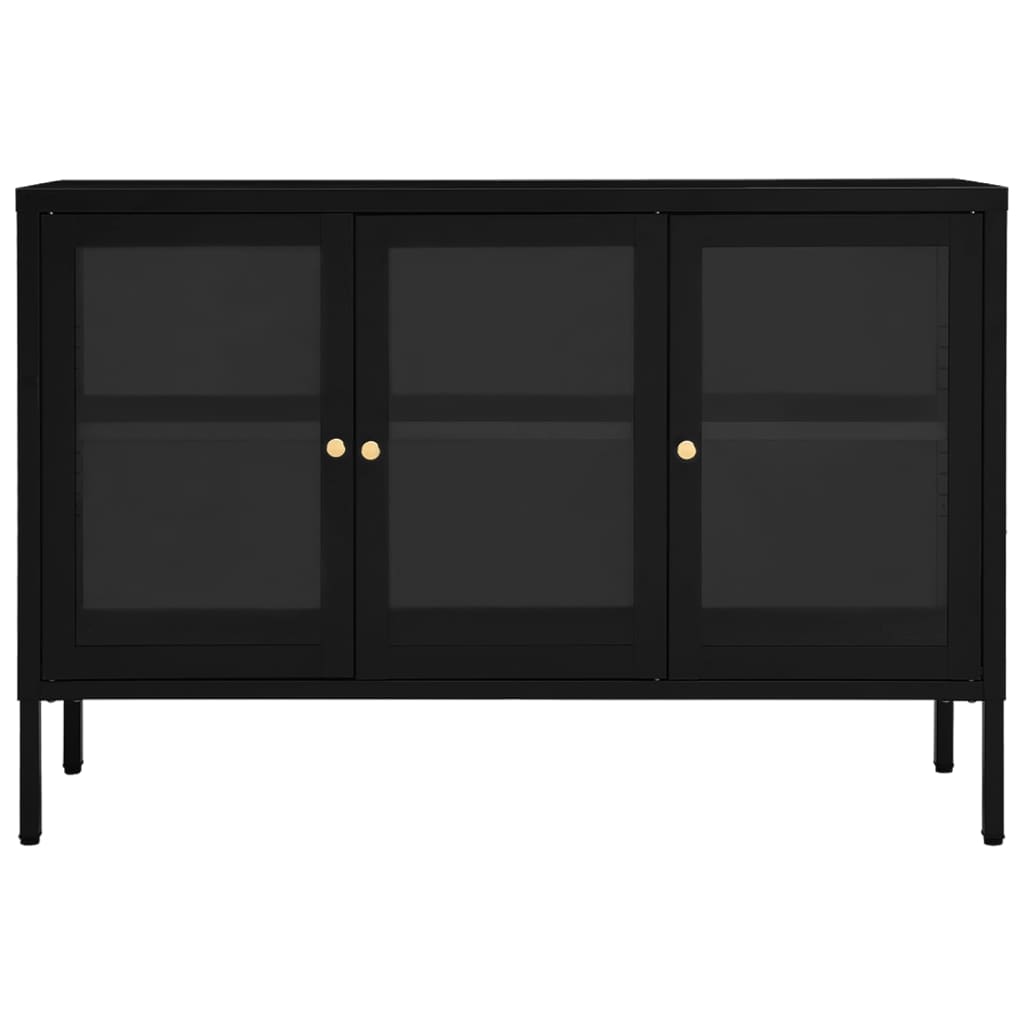 Příborník Černý 105 X 35 X 70 Cm Ocel A Sklo