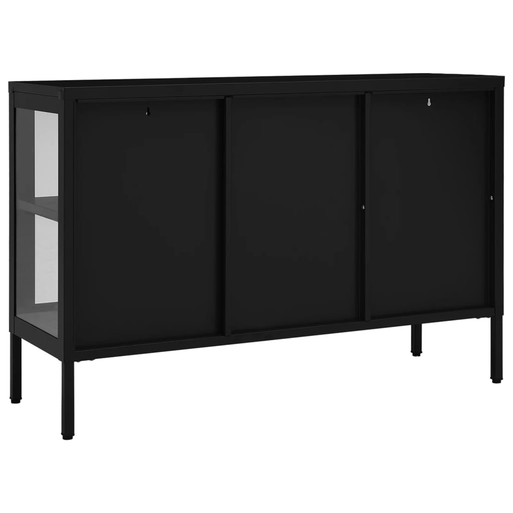 Příborník Černý 105 X 35 X 70 Cm Ocel A Sklo